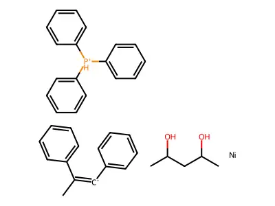 Nickel;pentane-2,4-diol;1-phenylprop-1-en-2-ylbenzene;triphenylphosphanium structure