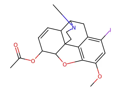 1-Iodo-3-methoxy-17-methyl-7,8-didehydro-4,5-epoxymorphinan-6-yl acetate structure