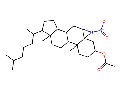 9a,11b-Dimethyl-9-(6-methylheptan-2-yl)-5-nitrohexadecahydro-2H-cyclopenta[1,2]phenanthro[8a,9-b]azirin-3-yl acetate structure