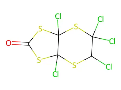 3a,5,5,6,7a-pentachloro-6H-[1,3]dithiolo[4,5-b][1,4]dithiin-2-one structure