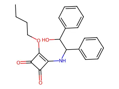 3-Butoxy-4-[(2-hydroxy-1,2-diphenylethyl)amino]cyclobut-3-ene-1,2-dione structure