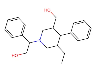 2-[3-Ethyl-5-(hydroxymethyl)-4-phenylpiperidin-1-yl]-2-phenylethan-1-ol structure