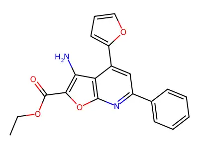 Ethyl 3-amino-4-(2-furyl)-6-phenylfuro[2,3-b]pyridine-2-carboxylate structure