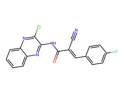 N-(3-chloroquinoxalin-2-yl)-2-cyano-3-(4-fluorophenyl)prop-2-enamide structure