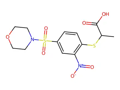 2-{[4-(Morpholine-4-sulfonyl)-2-nitrophenyl]sulfanyl}propanoic acid structure