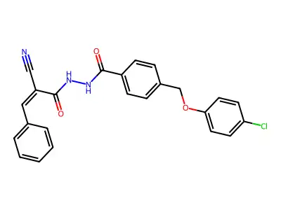 N'-{4-[(4-chlorophenoxy)methyl]benzoyl}-2-cyano-3-phenylprop-2-enehydrazide structure
