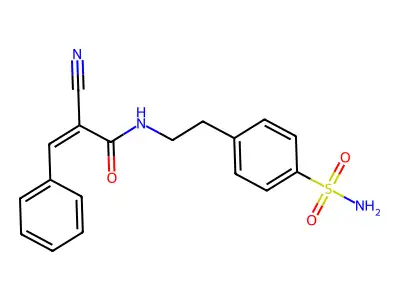 2-cyano-3-phenyl-N-[2-(4-sulfamoylphenyl)ethyl]prop-2-enamide structure