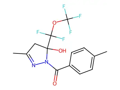 5-[difluoro(trifluoromethoxy)methyl]-3-methyl-1-(4-methylbenzoyl)-4,5-dihydro-1H-pyrazol-5-ol structure