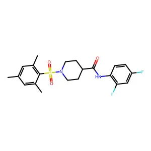 N-(2,4-difluorophenyl)-1-(mesitylsulfonyl)-4-piperidinecarboxamide structure