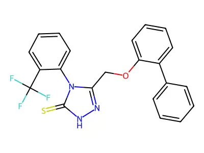 5-(2-phenylphenoxymethyl)-4-[2-(trifluoromethyl)phenyl]-4H-1,2,4-triazole-3-thiol structure