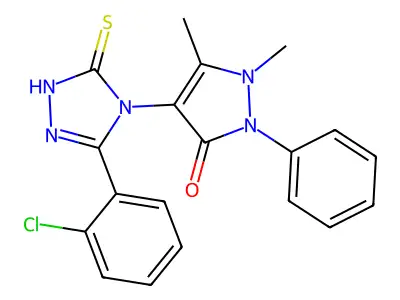 4-[3-(2-chlorophenyl)-5-sulfanyl-4H-1,2,4-triazol-4-yl]-1,5-dimethyl-2-phenyl-2,3-dihydro-1H-pyrazol-3-one structure