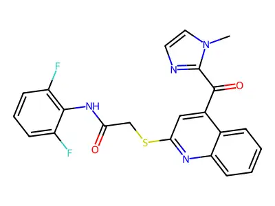 N-(2,6-Difluorophenyl)-2-[[4-[(1-methyl-1H-imidazol-2-yl)carbonyl]-2-quinolinyl]thio]acetamide structure