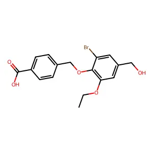 4-[[2-Bromo-6-ethoxy-4-(hydroxymethyl)phenoxy]methyl]benzoic acid structure