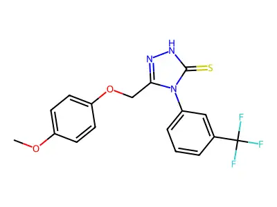 5-(4-methoxyphenoxymethyl)-4-[3-(trifluoromethyl)phenyl]-4H-1,2,4-triazole-3-thiol structure
