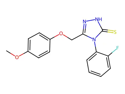 4-(2-fluorophenyl)-5-(4-methoxyphenoxymethyl)-4H-1,2,4-triazole-3-thiol structure
