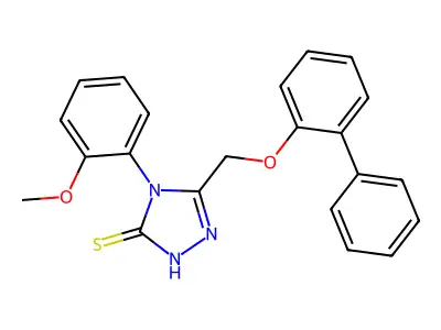 4-(2-methoxyphenyl)-5-(2-phenylphenoxymethyl)-4H-1,2,4-triazole-3-thiol structure