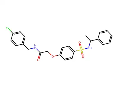 N-(4-chlorobenzyl)-2-(4-{[(1-phenylethyl)amino]sulfonyl}phenoxy)acetamide structure