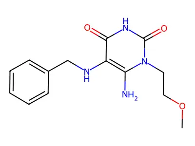 6-Amino-5-benzylamino-1-(2-methoxy-ethyl)-1H-pyrimidine-2,4-dione structure