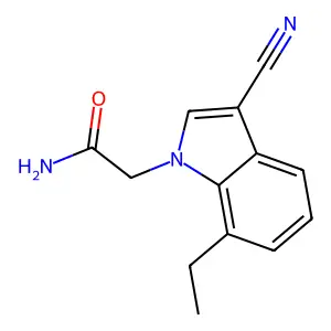 2-(3-cyano-7-ethyl-1H-indol-1-yl)acetamide structure