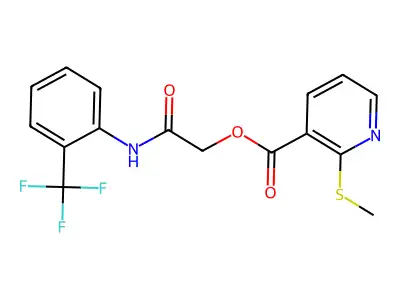 2-Oxo-2-((2-(trifluoromethyl)phenyl)amino)ethyl 2-(methylthio)nicotinate structure