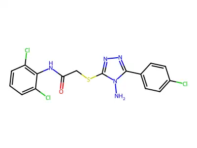 2-{[4-amino-5-(4-chlorophenyl)-4H-1,2,4-triazol-3-yl]sulfanyl}-N-(2,6-dichlorophenyl)acetamide structure