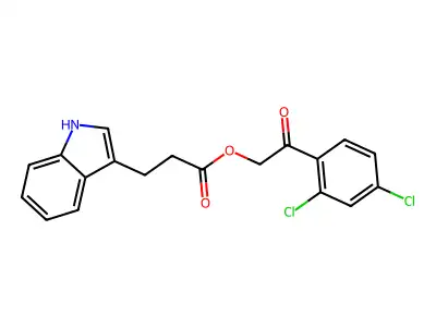 2-(2,4-dichlorophenyl)-2-oxoethyl 3-(1H-indol-3-yl)propanoate structure