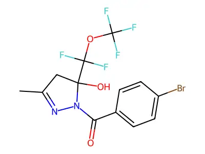 (4-bromophenyl)-[5-[difluoro(trifluoromethoxy)methyl]-5-hydroxy-3-methyl-4H-pyrazol-1-yl]methanone structure