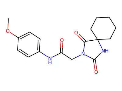 2-(2,4-dioxo-1,3-diazaspiro[4.5]dec-3-yl)-N-(4-methoxyphenyl)acetamide structure
