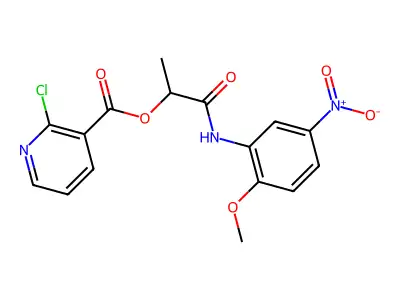 1-[(2-Methoxy-5-nitrophenyl)carbamoyl]ethyl 2-chloropyridine-3-carboxylate structure