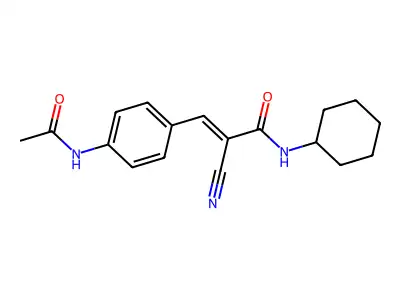 2-cyano-N-cyclohexyl-3-(4-acetamidophenyl)prop-2-enamide structure