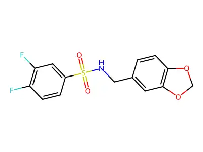 N-(1,3-benzodioxol-5-ylmethyl)-3,4-difluorobenzenesulfonamide structure
