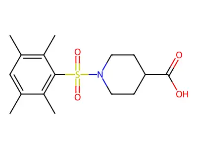 1-(2,3,5,6-Tetramethylbenzenesulfonyl)piperidine-4-carboxylic acid structure