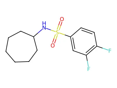 N-cycloheptyl-3,4-difluorobenzenesulfonamide structure