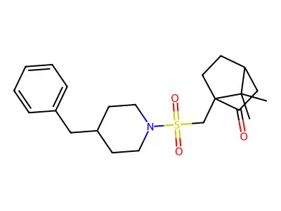 1-{[(4-benzylpiperidin-1-yl)sulfonyl]methyl}-7,7-dimethylbicyclo[2.2.1]heptan-2-one structure