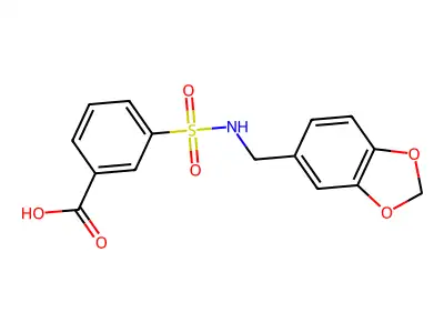 3-(((1,3-Dioxaindan-5-yl)methyl)sulfamoyl)benzoic acid structure