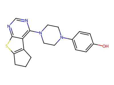 4-[4-(7,8-dihydro-6H-cyclopenta[4,5]thieno[1,2-c]pyrimidin-1-yl)-1-piperazinyl]phenol structure