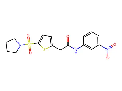 N-(3-nitrophenyl)-2-(5-pyrrolidin-1-ylsulfonylthiophen-2-yl)acetamide structure