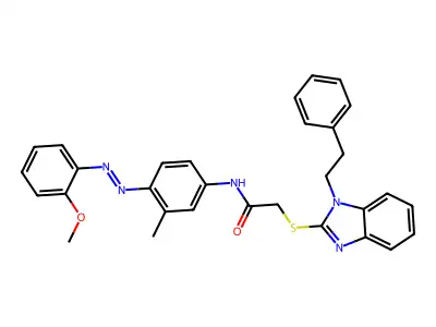 Acetamide, N-[4-[2-(2-methoxyphenyl)diazenyl]-3-methylphenyl]-2-[[1-(2-phenylethyl)-1H-benzimidazol-2-yl]thio]- structure