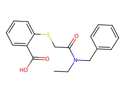 2-({[Benzyl(ethyl)carbamoyl]methyl}sulfanyl)benzoic acid structure