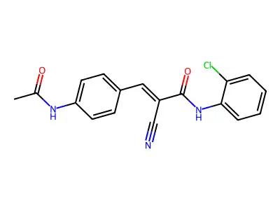 N-(2-chlorophenyl)-2-cyano-3-(4-acetamidophenyl)prop-2-enamide structure