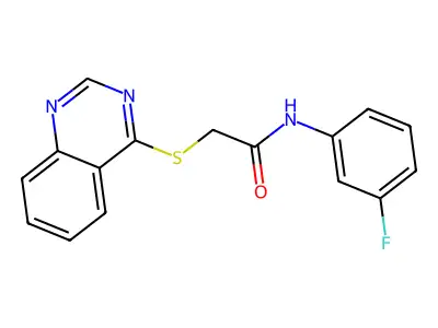 N-(3-fluorophenyl)-2-(quinazolin-4-ylthio)acetamide structure