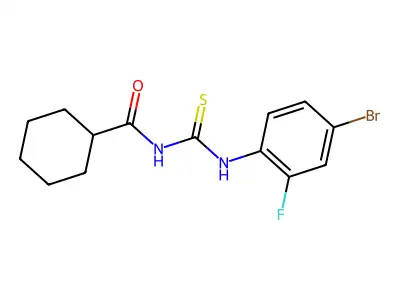 N-[(4-bromo-2-fluorophenyl)carbamothioyl]cyclohexanecarboxamide structure