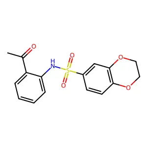 N-(2-acetylphenyl)-2,3-dihydro-1,4-benzodioxine-6-sulfonamide structure