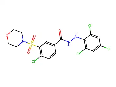 4-Chloro-3-(4-morpholinylsulfonyl)benzoic acid 2-(2,4,6-trichlorophenyl)hydrazide structure