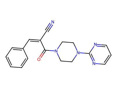 3-Phenyl-2-[4-(pyrimidin-2-yl)piperazine-1-carbonyl]prop-2-enenitrile structure