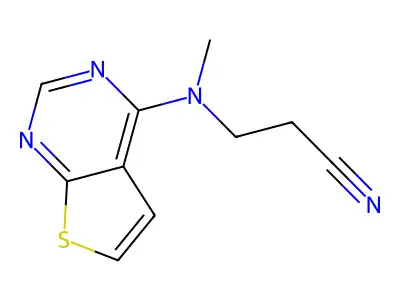 3-(Methyl(thieno[2,3-d]pyrimidin-4-yl)amino)propanenitrile structure