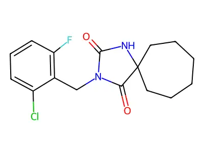 3-[(2-Chloro-6-fluorophenyl)methyl]-1,3-diazaspiro[4.6]undecane-2,4-dione structure