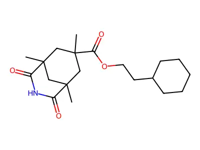 2-cyclohexylethyl 1,5,7-trimethyl-2,4-dioxo-3-azabicyclo[3.3.1]nonane-7-carboxylate structure