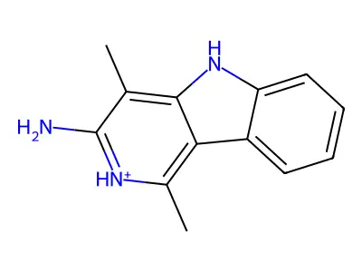 1,4-dimethyl-5H-pyrido[4,3-b]indol-2-ium-3-amine structure