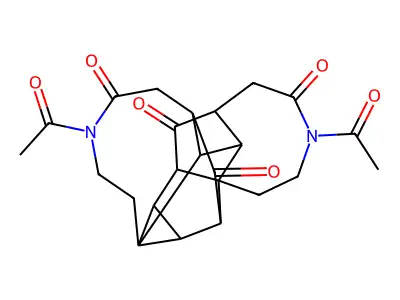 4,11-Diacetyldodecahydro-7H-1,7,8a-ethanylylidene-8,14-methanocyclopropa[1,6]benzo[1,2-d:4,3-d   ]bisazocine-3,12,15,17(4H,9H)-tetrone structure